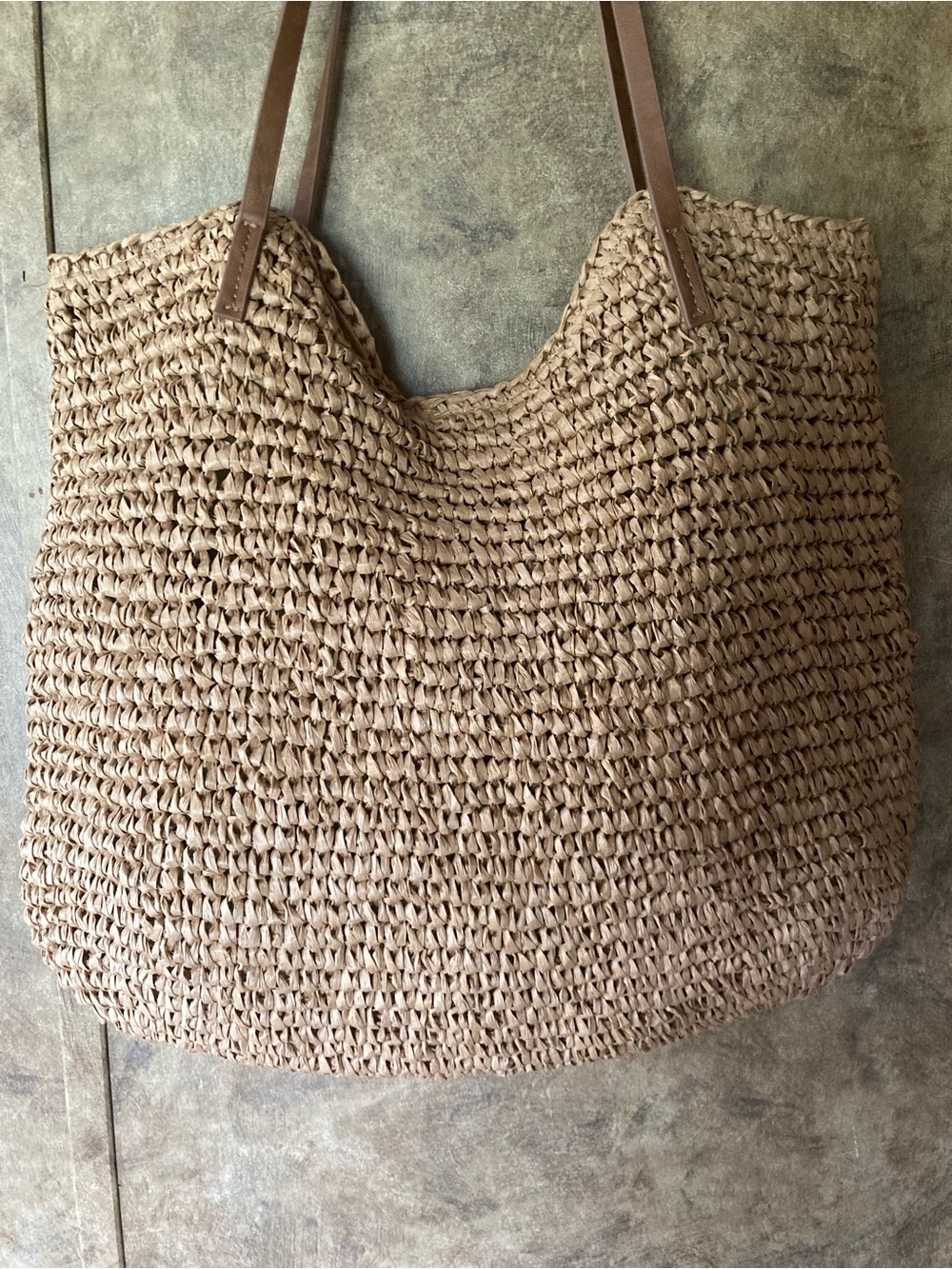 Studio Collection Medium Woven Straw Tote Handbag + Gold Hardwear - Picture 6 of 9